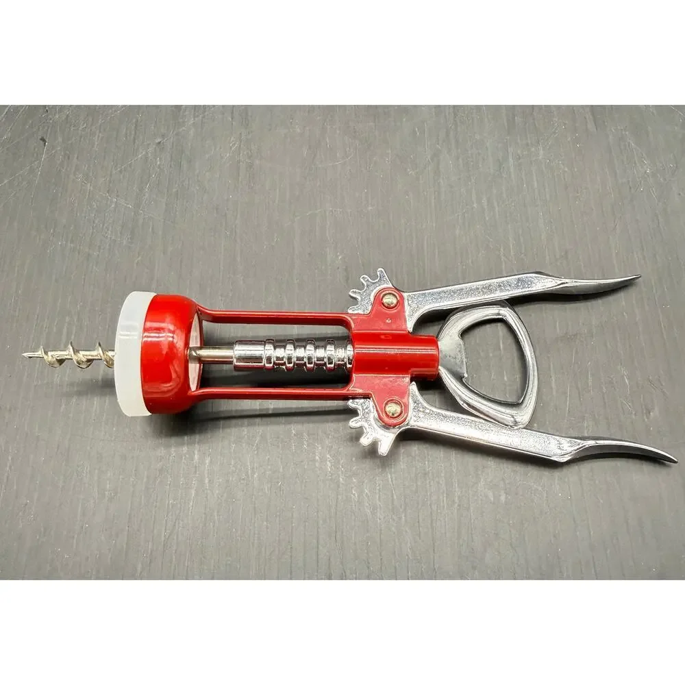 Vintage Wine Opener, Red Wing Corkscrew, Italy, Stainless Steel, MCM